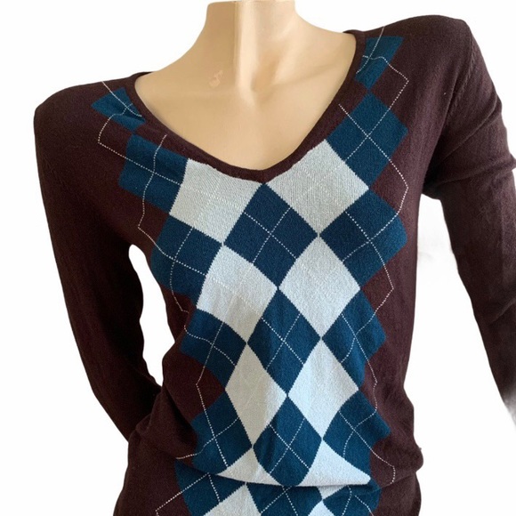 🦋✨ 2/15$ TOPS ✨🦋 Argyle thin sweater - Picture 1 of 5